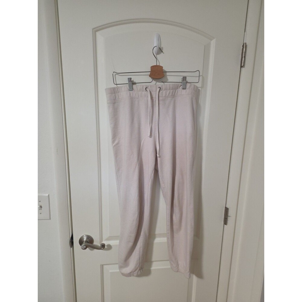 James Perse Women Cropped Sweatpants White Drawstring Cotton Size 2